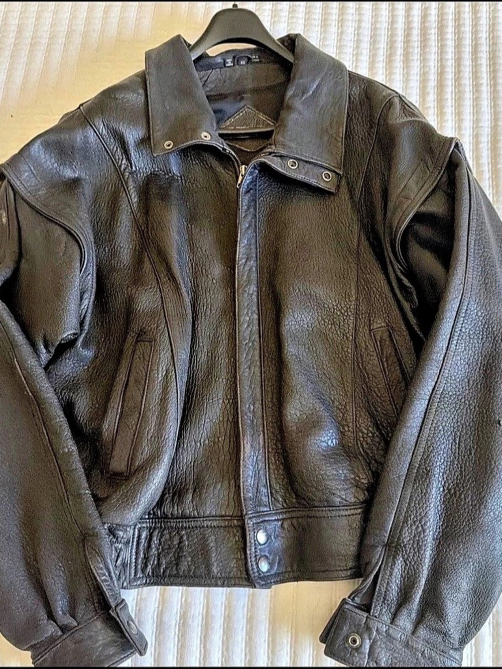 Vintage Y2K Men's 90’s Leather Bomber Motorcycle Jacket XLarge Size 46